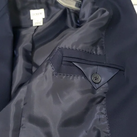 New Womens Navy Blue One Button  Front Closure J Crew 100% Cotton Blazer - Picture 4 of 7